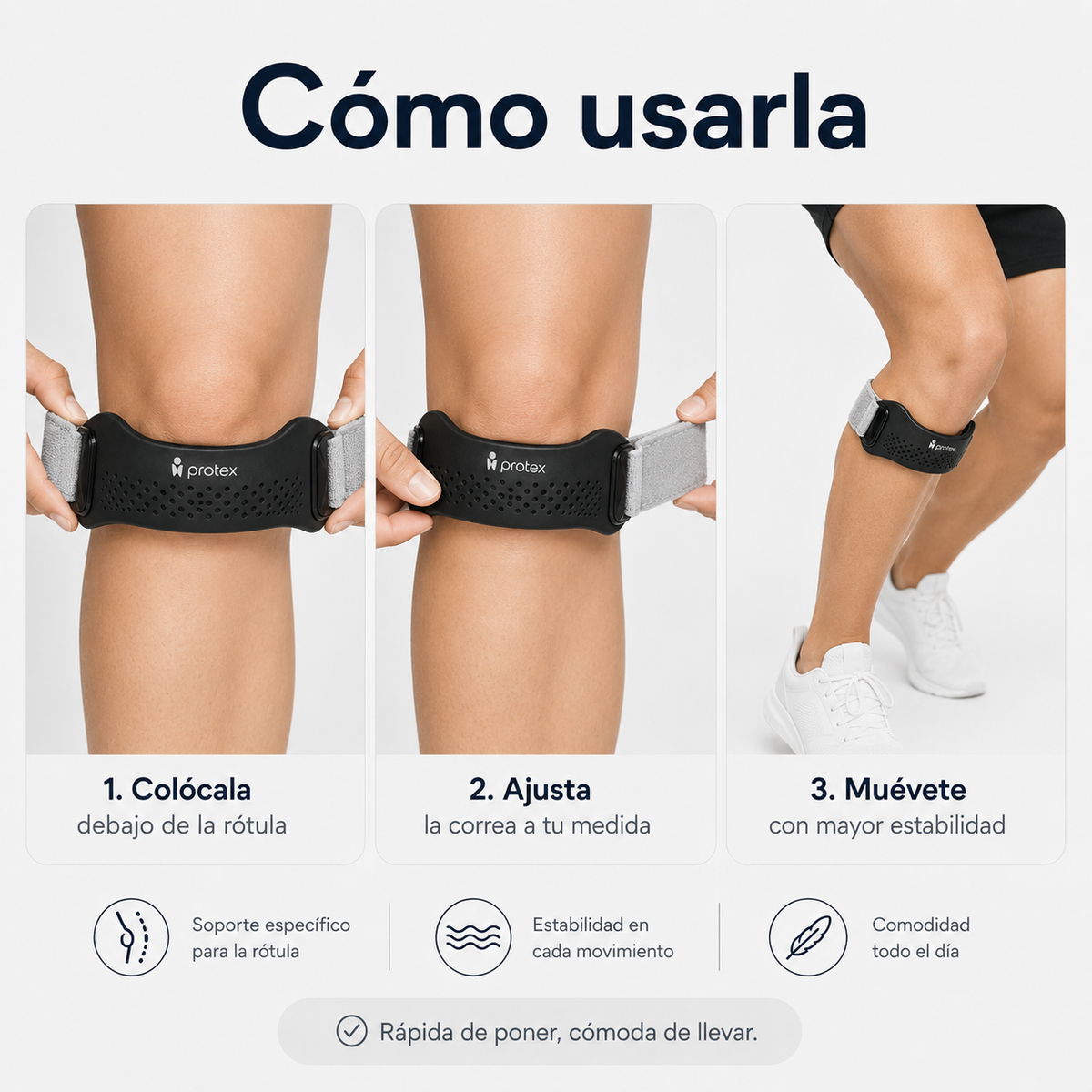 Rodillera Patelar ajustable para Alivio y Soporte de Rodilla Protex™